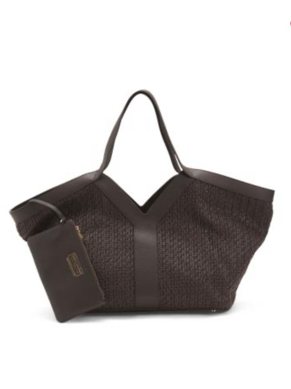 Viola Castellani Milano ,Woven Chocolate Brown Tote with Matching Wristlet